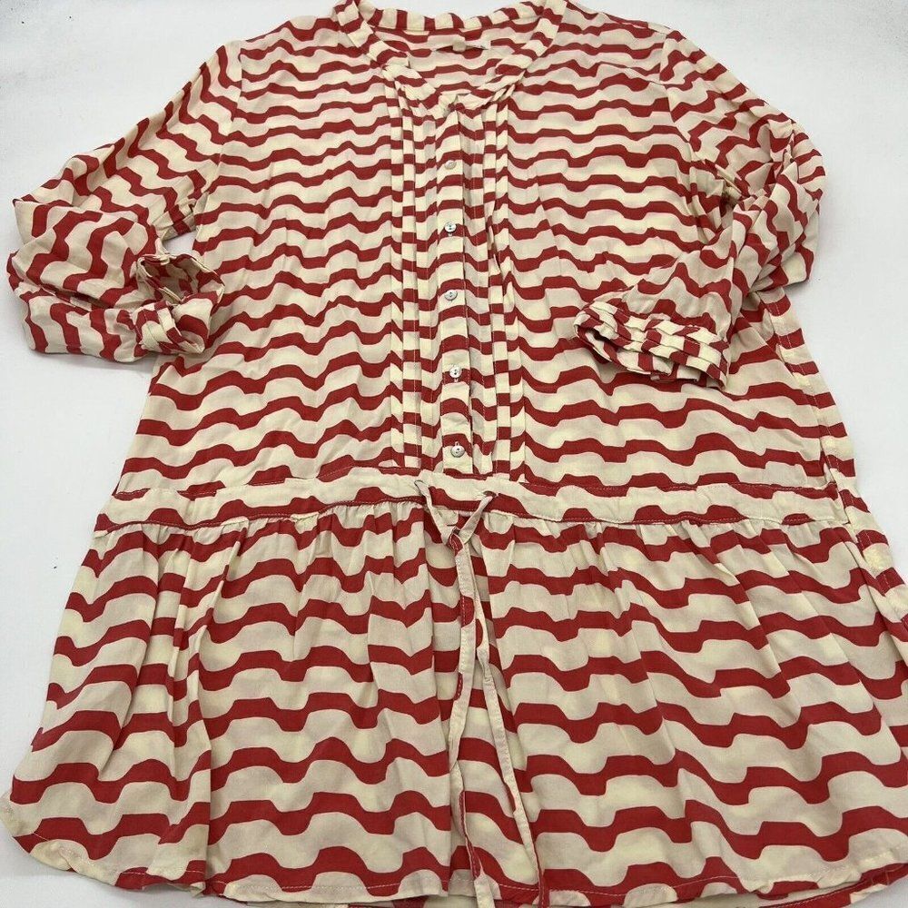 Isabella Sinclair Anthropologie Womens Size Med Sleeve Button Down Blouse Top